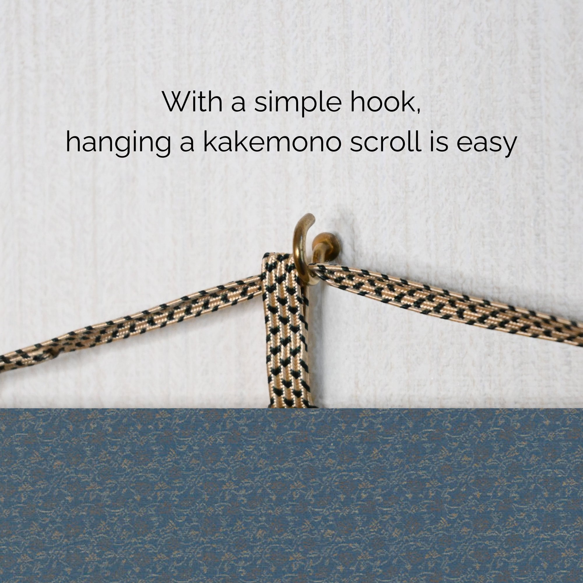 Japanisches Samurai Kakemono Wandbild – Samurai mit Schwert und Mount Fuji montiert