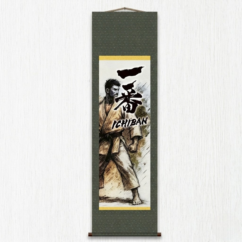 Arts Martiaux Japonais Ichiban Kakemono Tenture Murale – Illustration de Ceinture Noire
